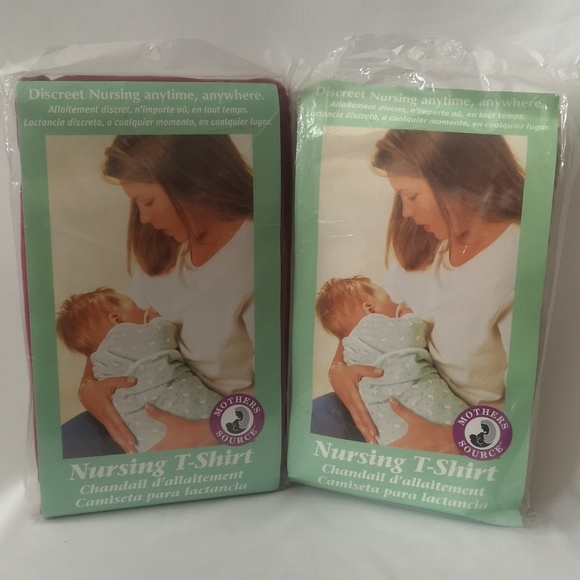 Set of 2 Mothers Source Nursing T-shirts Size XXL Raspberry & Cafe Colours, New - Picture 1 of 7